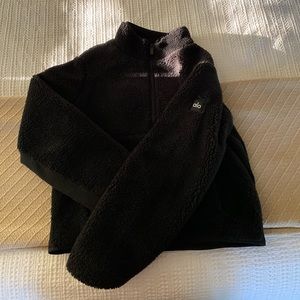 Alo yoga shanti half zip Sherpa jacket, black, Large